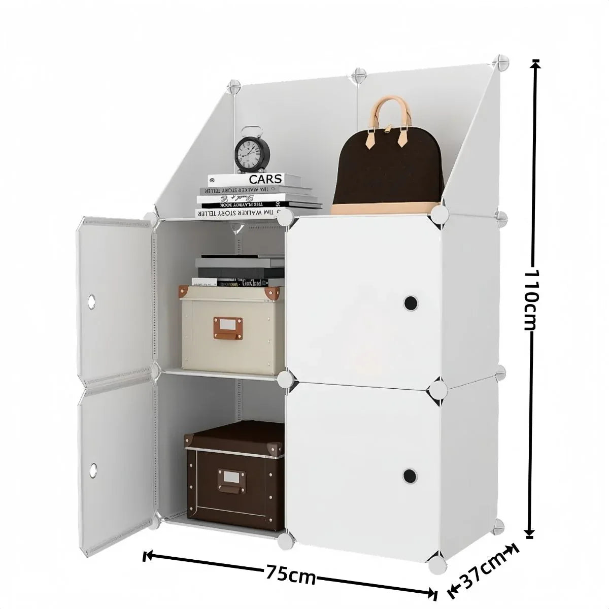 Dulap Modular, 4 Usi, Naimeed D7894, 110x75x37cm, Alb