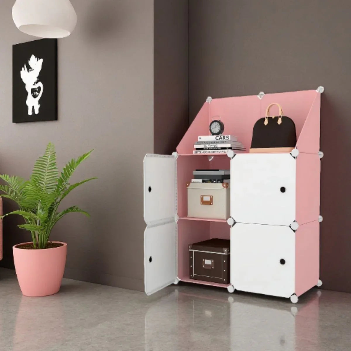 Dulap Modular, 4 Usi, Naimeed D7895, 110x75x37cm, Roz