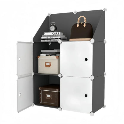Dulap Modular, 4 Usi, Naimeed D7896, 110x75x37cm , Alb/Negru