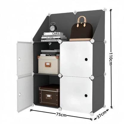 Dulap Modular, 4 Usi, Naimeed D7896, 110x75x37cm , Alb/Negru
