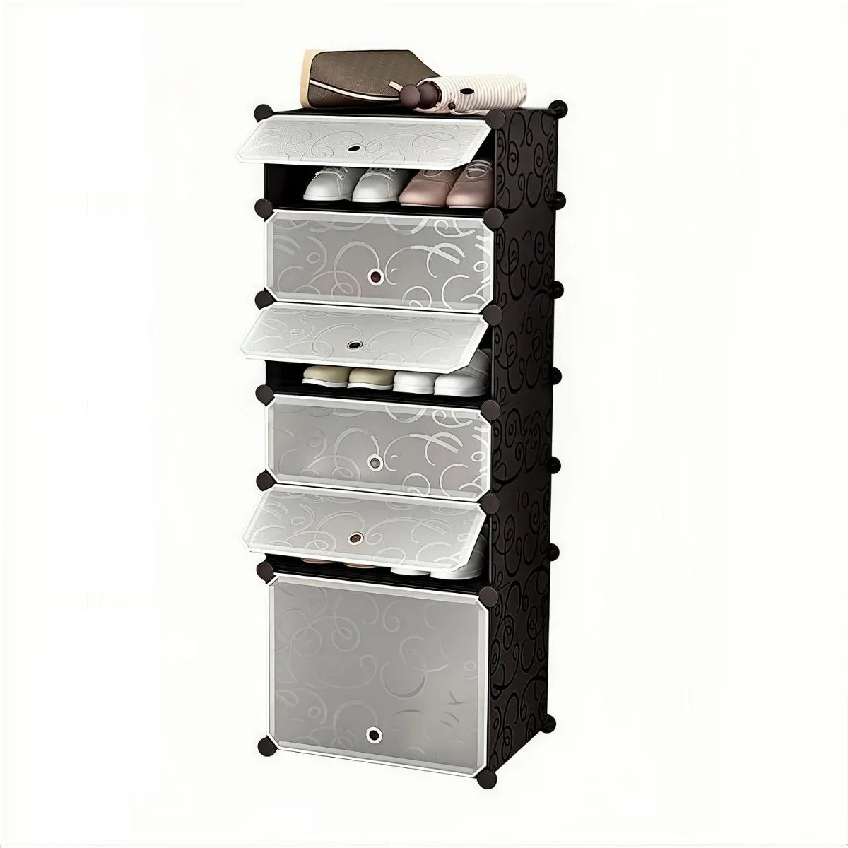 Pantofar Modular, 6 usi, Naimeed D7906, 37x37x125cm, Negru