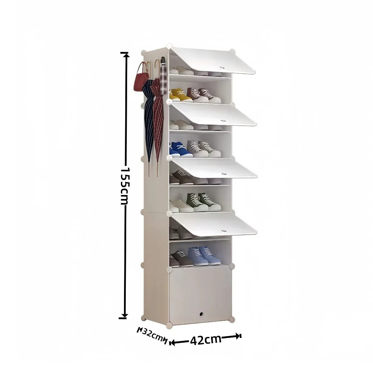 Pantofar Modular, 5 usi, Naimeed D7907, 32x42x155cm, Alb