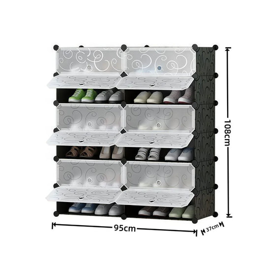 Pantofar Modular, 12 usi, Naimeed D7912, 37x95x108cm, Negru