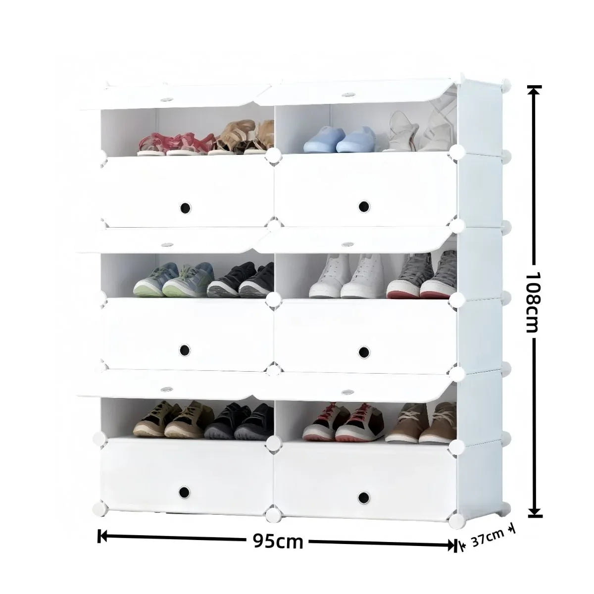Pantofar Modular, 12 usi, Naimeed D7914, 37x95x108cm, Alb