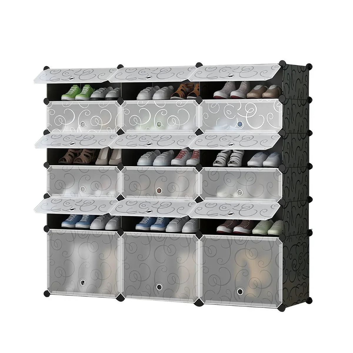 Pantofar Modular, 18 usi, Naimeed D7915, 37x110x125cm, Negru