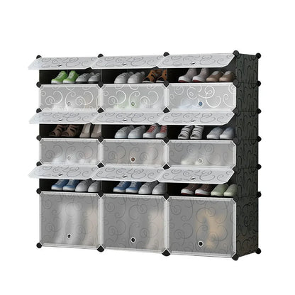 Pantofar Modular, 18 usi, Naimeed D7915, 37x110x125cm, Negru