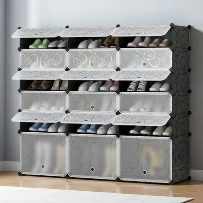 Pantofar Modular, 18 usi, Naimeed D7915, 37x110x125cm, Negru