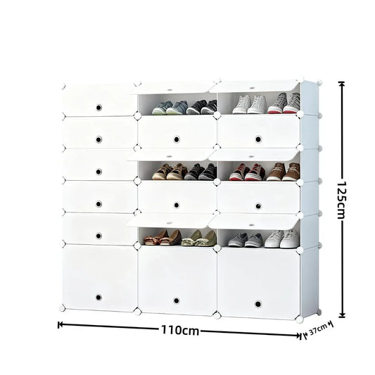 Pantofar Modular, 18 usi, Naimeed D7916, 37x110x125cm, Alb