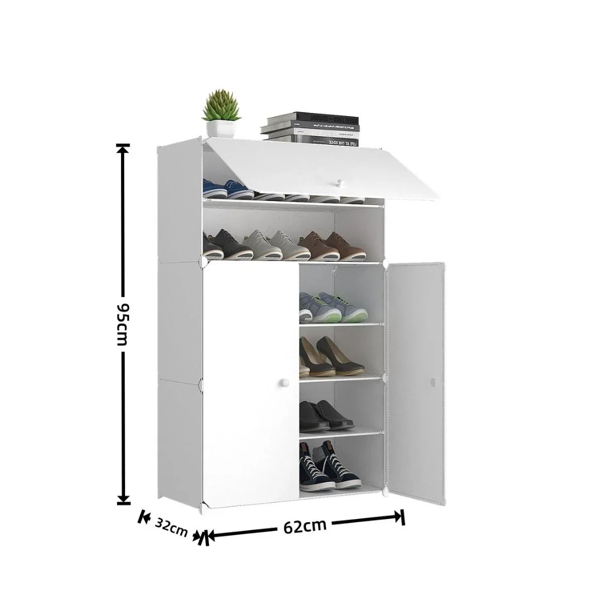 Pantofar Modular, 3 usi, Naimeed D7918, 32x62x95cm, Alb