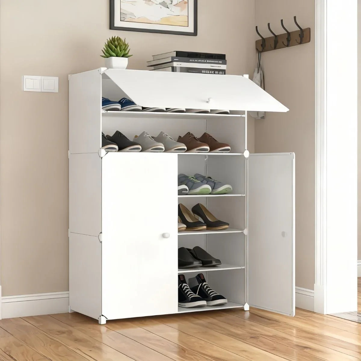 Pantofar Modular, 3 usi, Naimeed D7918, 32x62x95cm, Alb