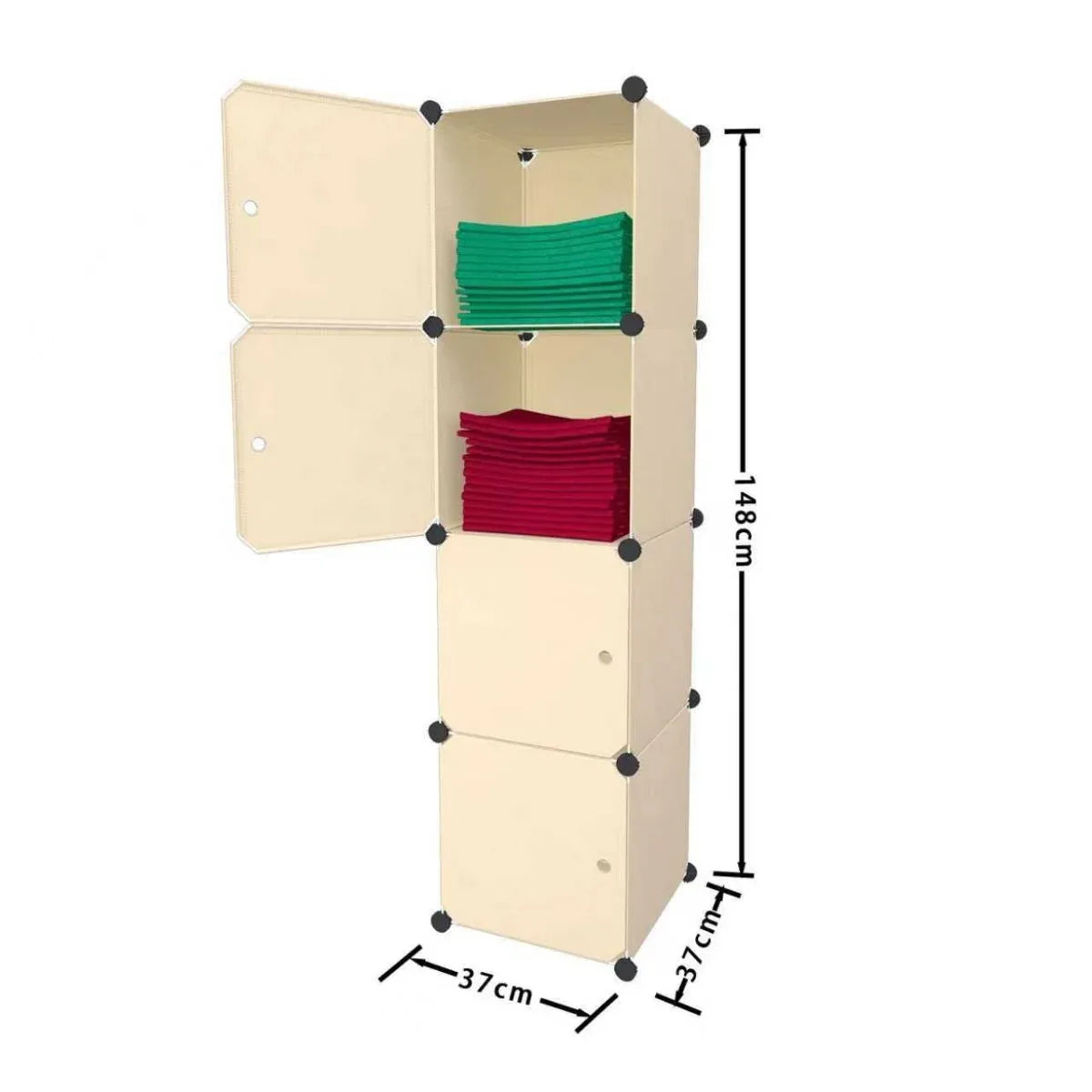 Dulap/Pantofar Modular, 4 usi, Naimeed D7920, 37x37x148cm, Crem