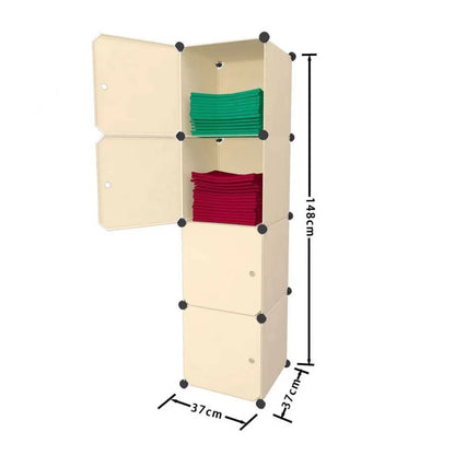 Dulap/Pantofar Modular, 4 usi, Naimeed D7920, 37x37x148cm, Crem