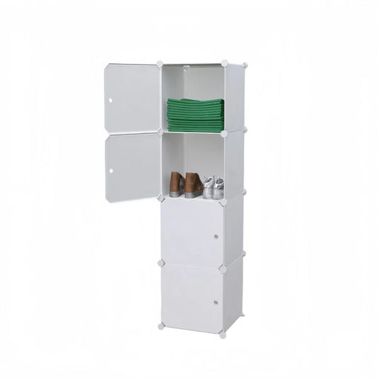 Dulap/Pantofar Modular, 4 usi, Naimeed D7921, 37x37x148cm, Alb