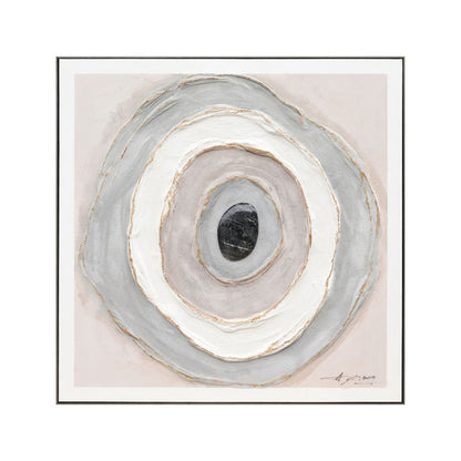Tablou Decorativ, vopsea in ulei pe panza, Naimeed D7952, relief 3D piatra naturala, montat pe rama dubla din lemn, 102x102x4 cm