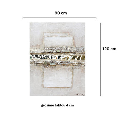 Tablou decorativ, 3D relief, Naimeed D7953, montat pe suport rigid si rama exterioara din lemn, 90x120x4cm
