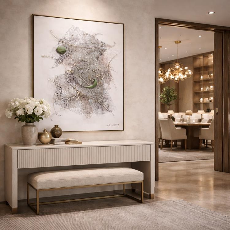 Tablou decorativ, 3D piatra naturala, Naimeed D7957, montat pe suport rigid si rama exterioara din lemn, 80x120x4cm
