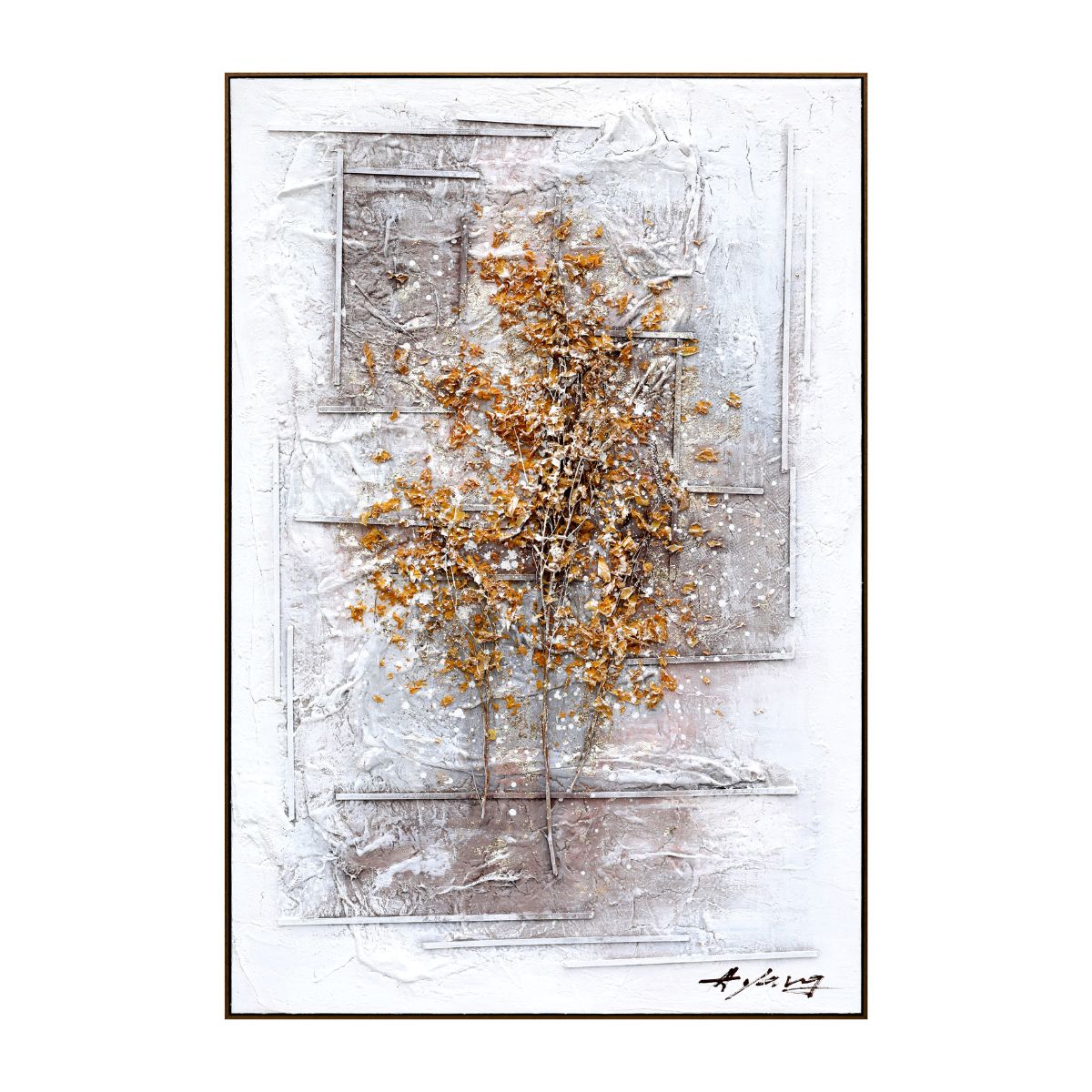 Tablou decorativ, 3D relief, Naimeed D7958, montat pe suport rigid si rama exterioara din lemn, 80x120x4cm