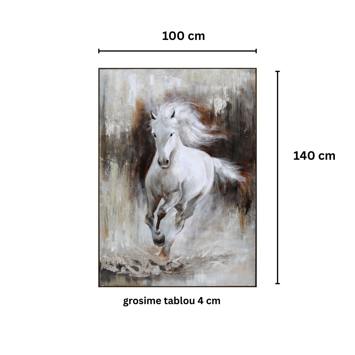 Tablou Decorativ, vopsea in ulei pe panza, Naimeed D7963, efect 3D, montat pe rama dubla din lemn, 100x140x4cm