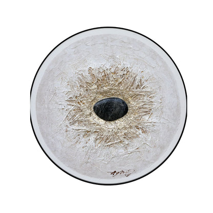 Tablou decorativ, 3D relief, piatra naturala, Naimeed D7964, montat pe suport rigid si rama exterioara din lemn, 80cm