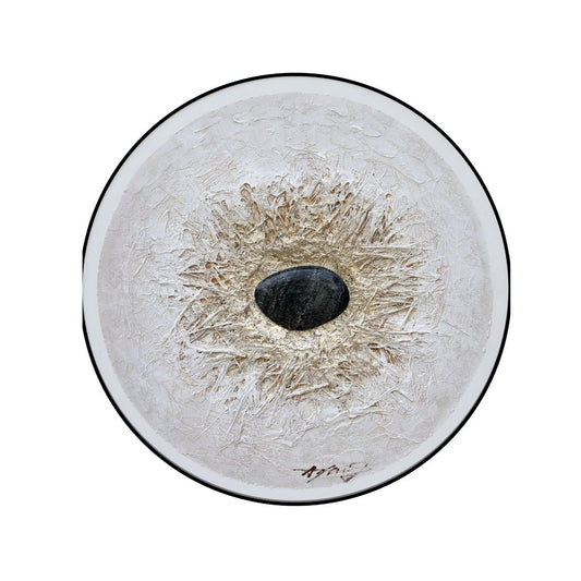 Tablou decorativ, 3D relief, piatra naturala, Naimeed D7964, montat pe suport rigid si rama exterioara din lemn, 80cm
