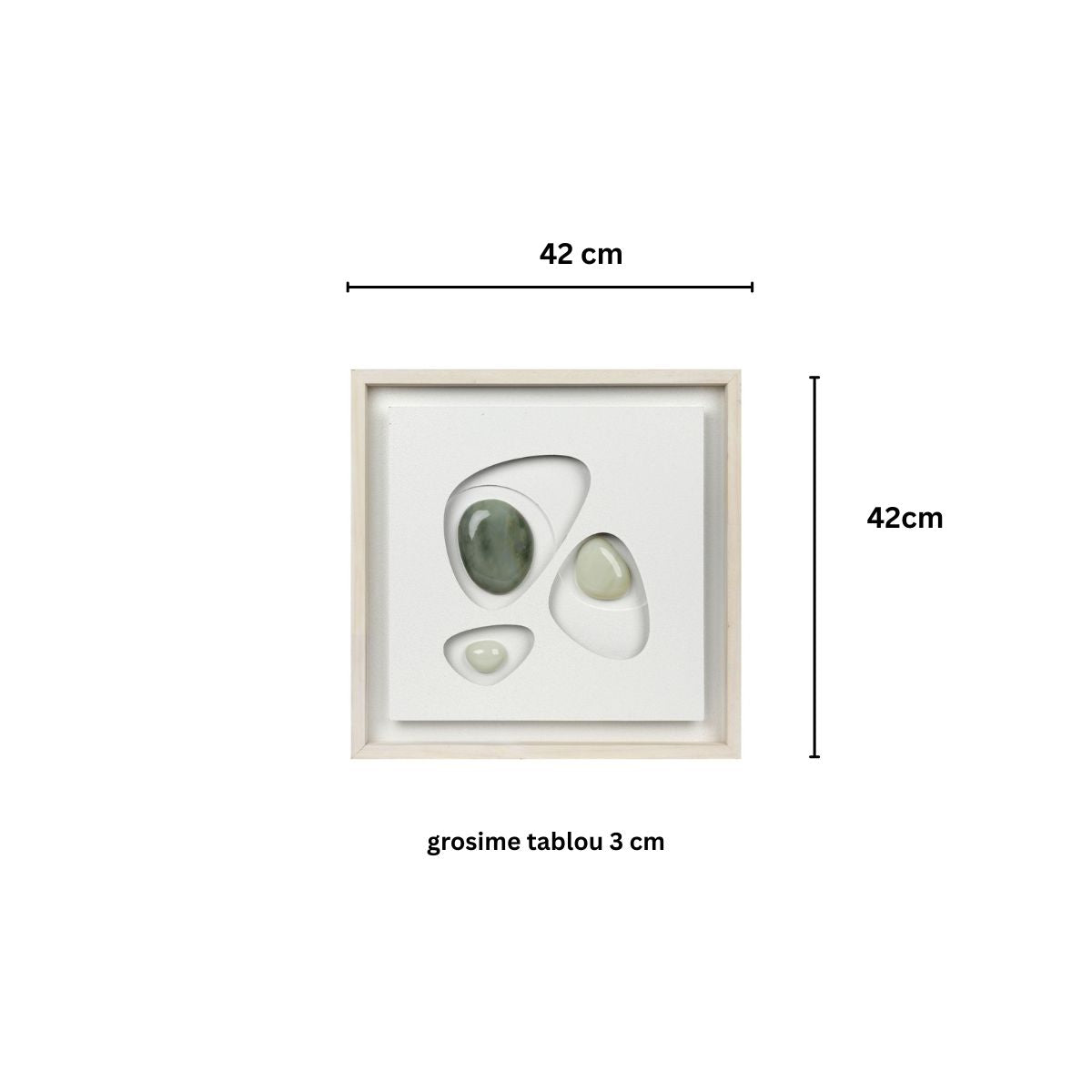 Tablou decorativ, 3D piatra naturala, Naimeed D7969, montat pe rama dubla din lemn, 42x42x3cm