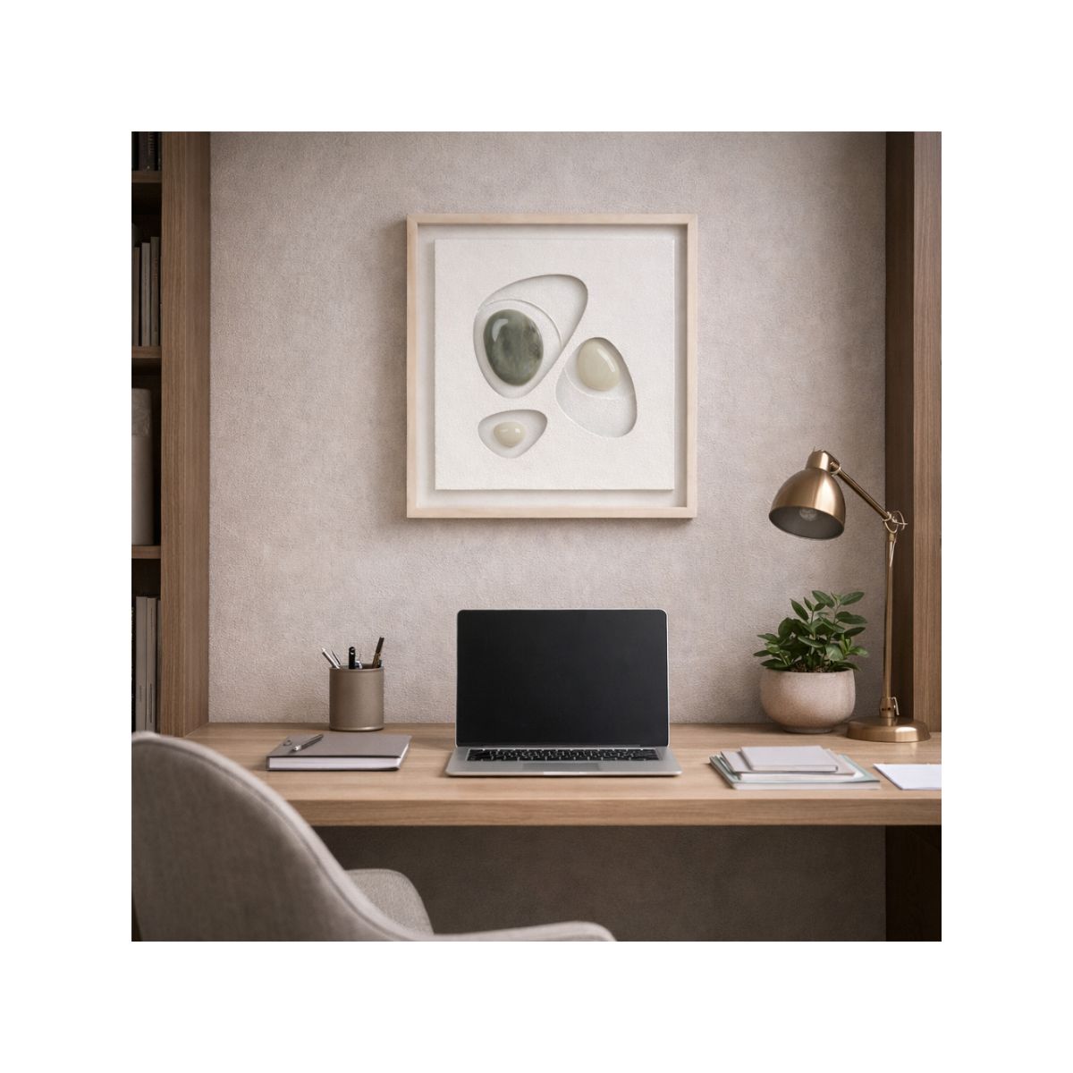 Tablou decorativ, 3D piatra naturala, Naimeed D7969, montat pe rama dubla din lemn, 42x42x3cm
