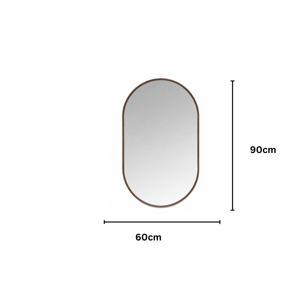 Oglinda Ovala de Perete, Naimeed D7976, Rama din Aluminiu, 60x90cm, maro