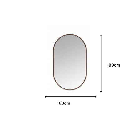 Oglinda Ovala de Perete, Naimeed D7976, Rama din Aluminiu, 60x90cm, maro