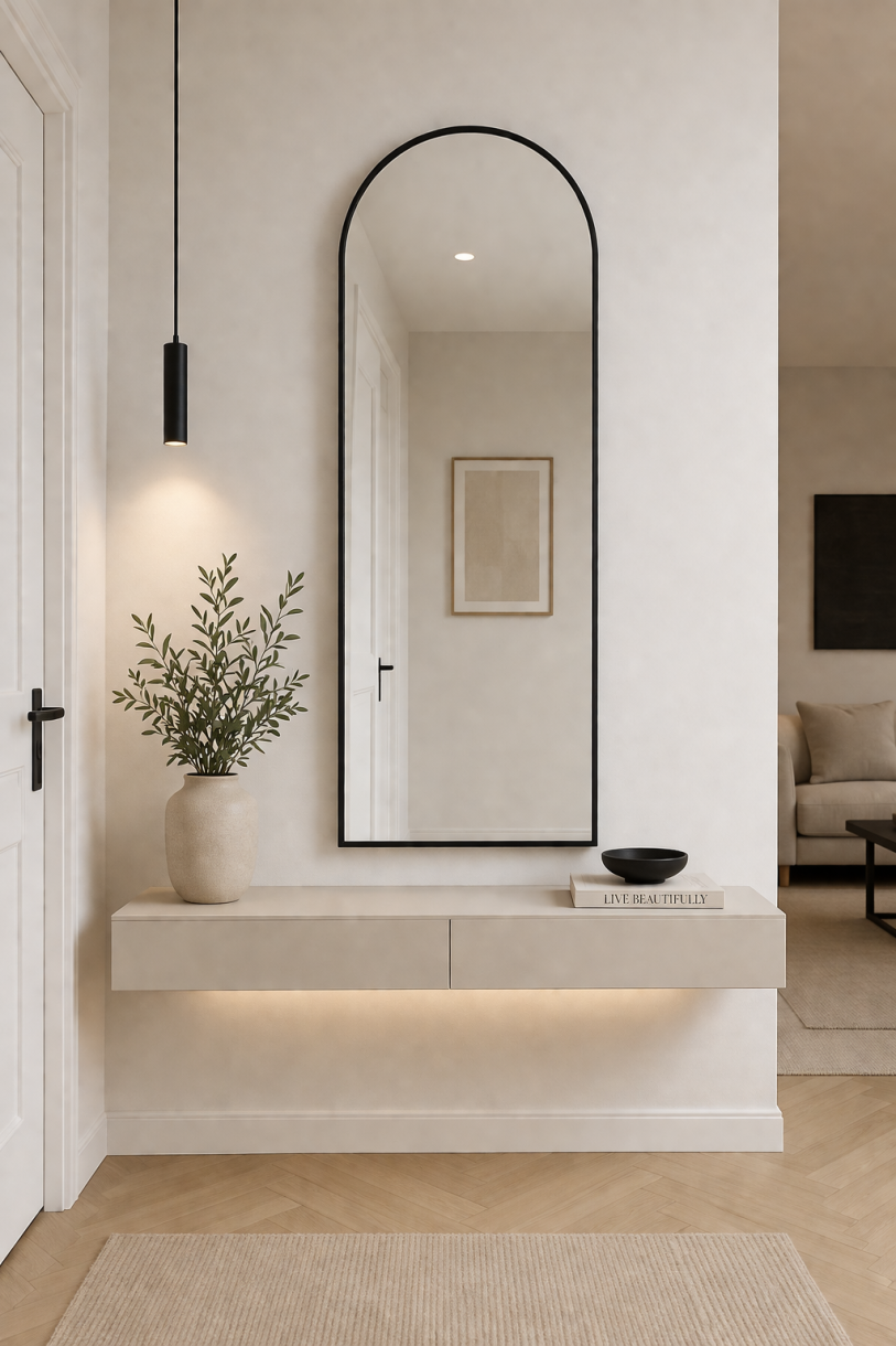Oglinda Tip Arcada de Perete, Naimeed D7977, Rama din Aluminiu, 70x150cm, negru