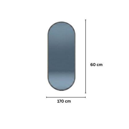 Oglinda ovala de Perete, Naimeed D7982, Rama din Aluminiu, 60x170cm, negru