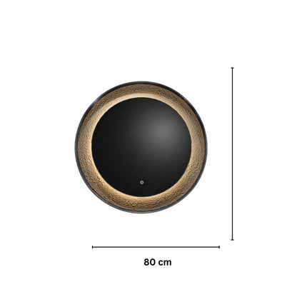 Oglinda LED de Perete, Naimeed D7999, Insert Texturat, 3 Nuante de lumina, Rama din Aluminiu, 80cm, negru
