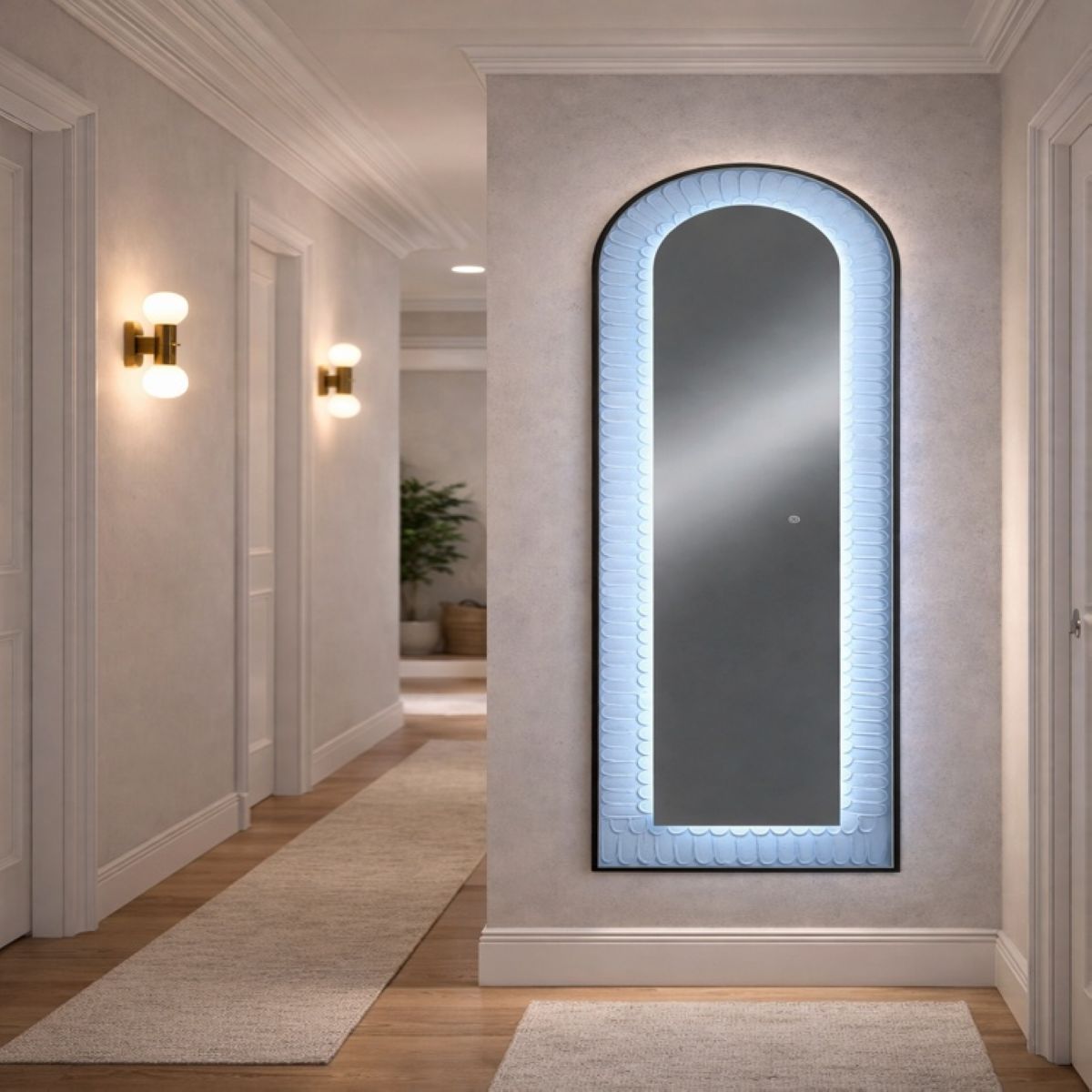 Oglinda LED de Perete, Naimeed D7991, 3 Nuante de lumina, Touch, 60x160cm, negru
