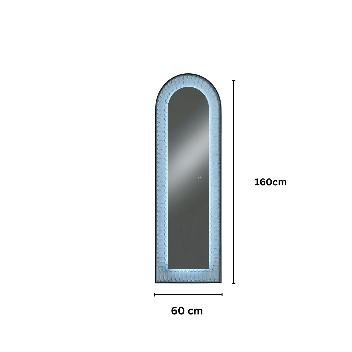 Oglinda LED de Perete, Naimeed D7991, 3 Nuante de lumina, Touch, 60x160cm, negru