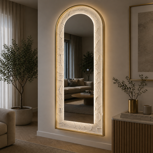 Oglinda LED de Perete, Naimeed D7992, 3 Nuante de lumina, Touch, 60x160cm, auriu