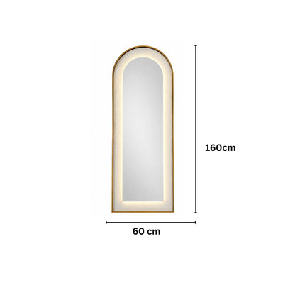 Oglinda LED de Perete Naimeed D7994, 3 Nuante de lumina, Touch, 60x160cm, auriu