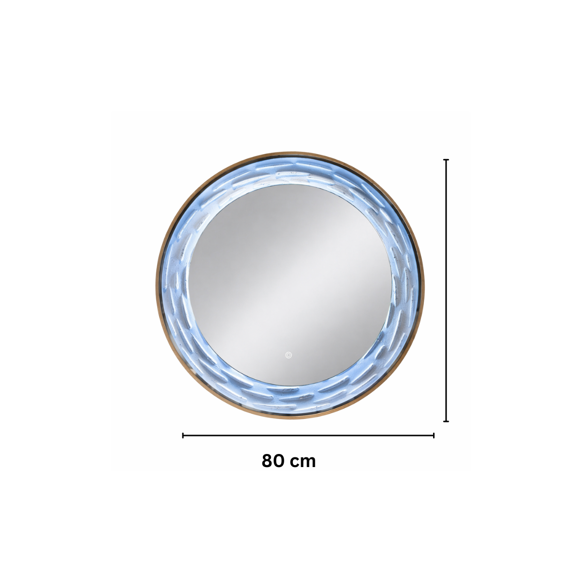 Oglinda LED de Perete, Naimeed D7996, Rama din Aluminiu Auriu, Insert Texturat, 3 Nuante de lumina, 80cm