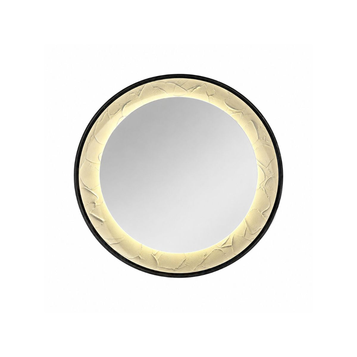Oglinda LED de Perete, Naimeed D7997, Rama din Aluminiu  Negru, Insert Texturat, 3 Nuante de lumina, 80cm