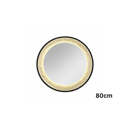 Oglinda LED de Perete, Naimeed D7997, Rama din Aluminiu  Negru, Insert Texturat, 3 Nuante de lumina, 80cm