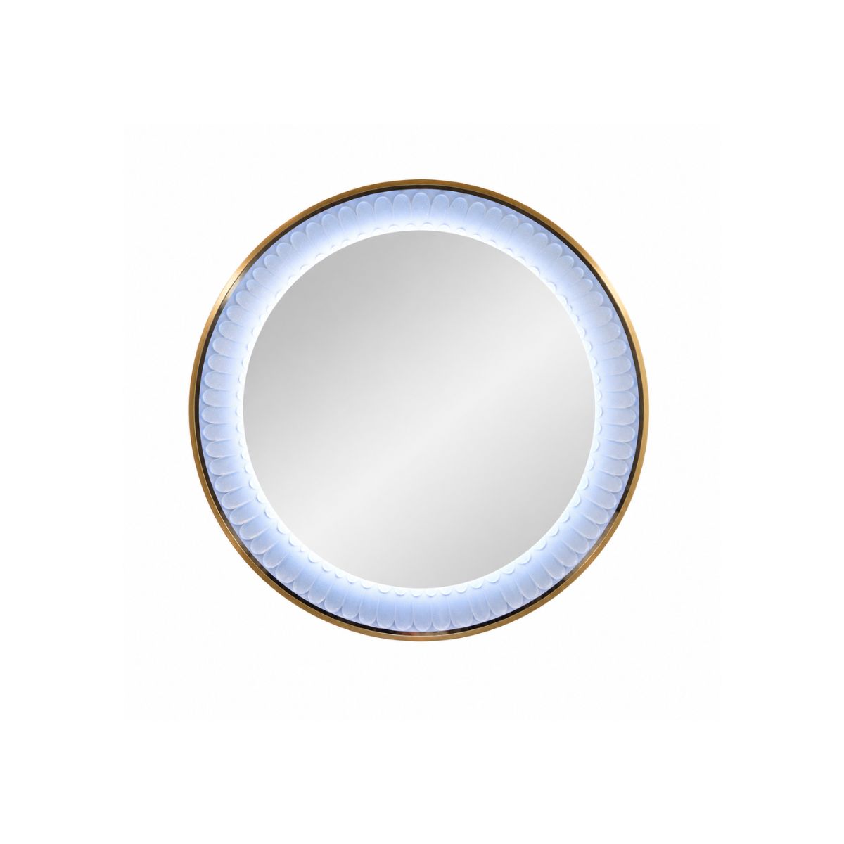 Oglinda LED de Perete, Naimeed D7998, Rama din Aluminiu Auriu, Insert Texturat, 3 Nuante de lumina, 80cm