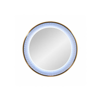 Oglinda LED de Perete, Naimeed D7998, Rama din Aluminiu Auriu, Insert Texturat, 3 Nuante de lumina, 80cm