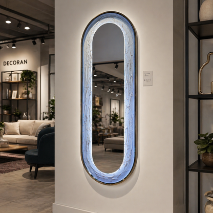 Oglinda LED de Perete, Naimeed D8001, Design Arcuit, 3  Nuante de lumina, Touch, 60x160 cm
