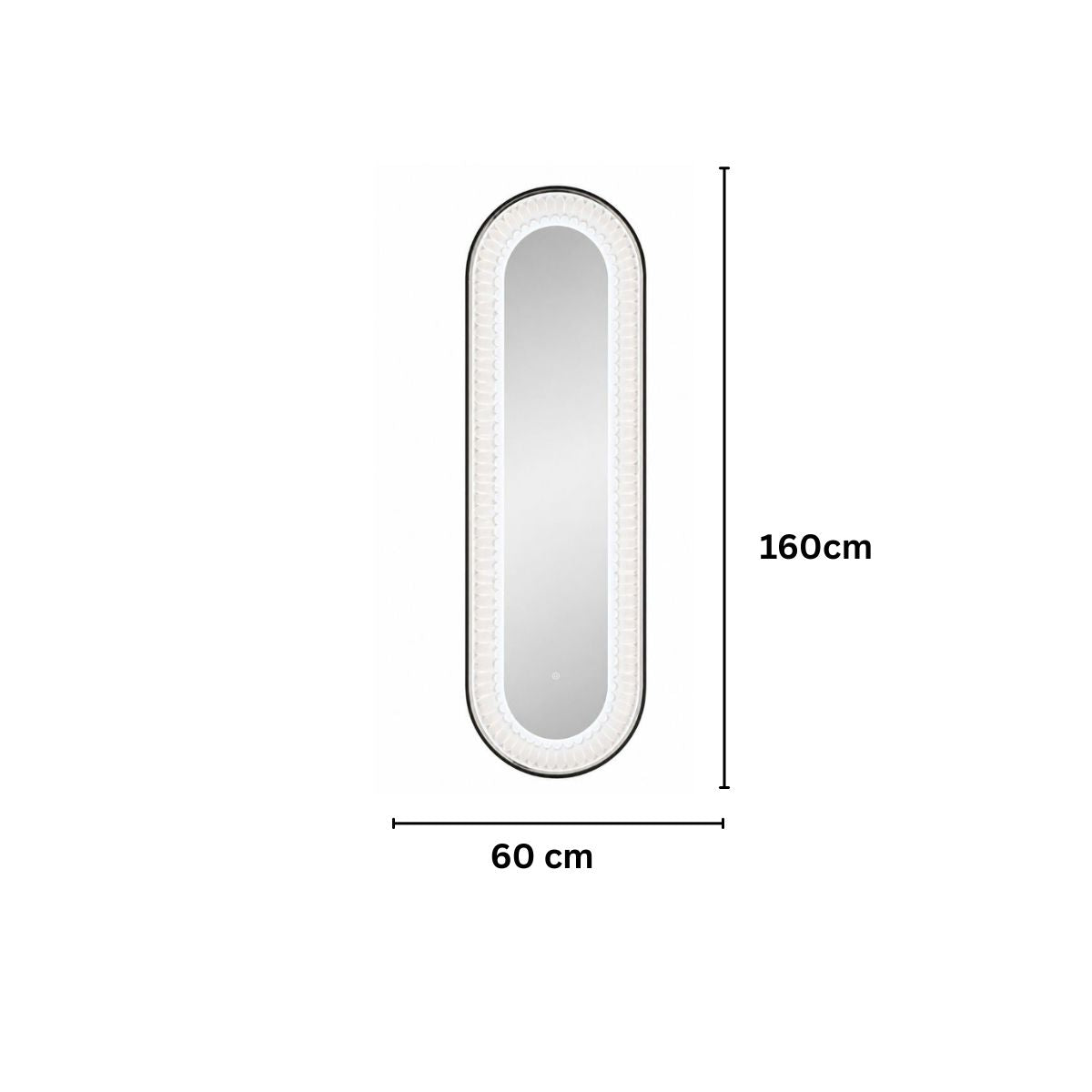 Oglinda LED de Perete, Naimeed D8003, Design Arcuit, 3  Nuante de lumina, Touch, 60x160 cm