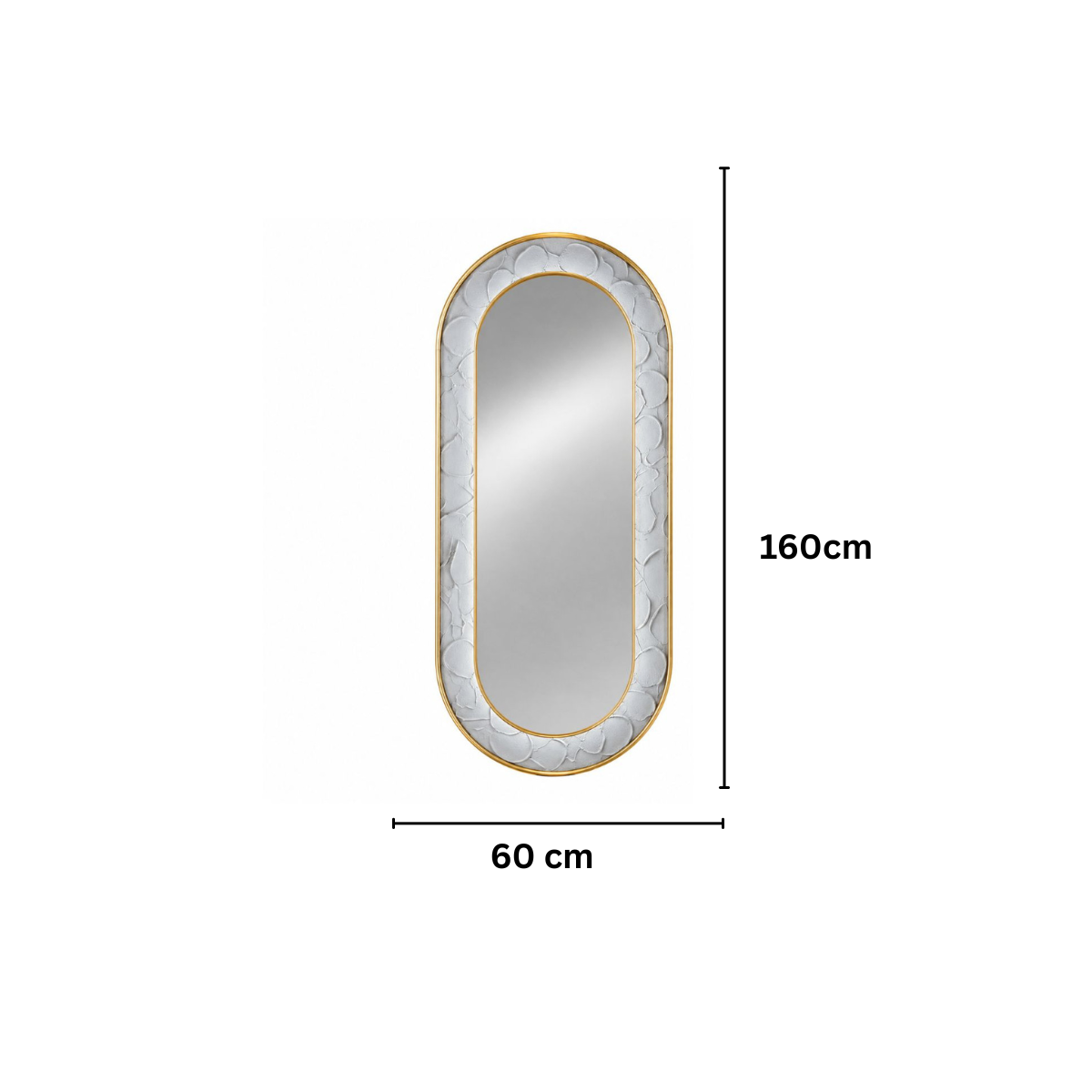 Oglinda LED de Perete, Naimeed D8004, Design Arcuit, 3  Nuante de lumina, Touch, 60x160 cm