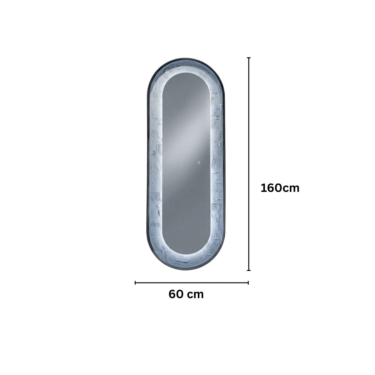 Oglinda LED de Perete, Naimeed D8005, Design Arcuit, 3  Nuante de lumina, Touch, 60x160 cm