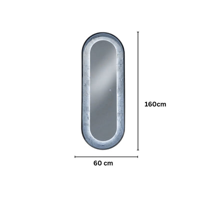 Oglinda LED de Perete, Naimeed D8005, Design Arcuit, 3  Nuante de lumina, Touch, 60x160 cm