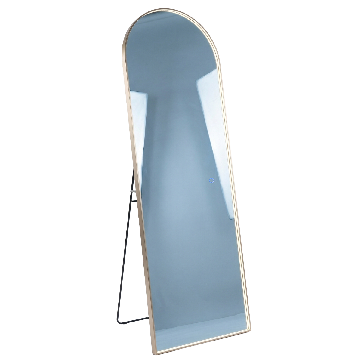 Oglinda tip arcada de Perete sau de podea cu suport, Naimeed D8008, Rama din Aluminiu, 60x180cm, auriu