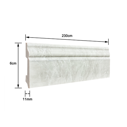 Plintă decorativă, polimer rigid, Naimeed D8108ALB, Alb, 230 × 6 × 1.1 cm