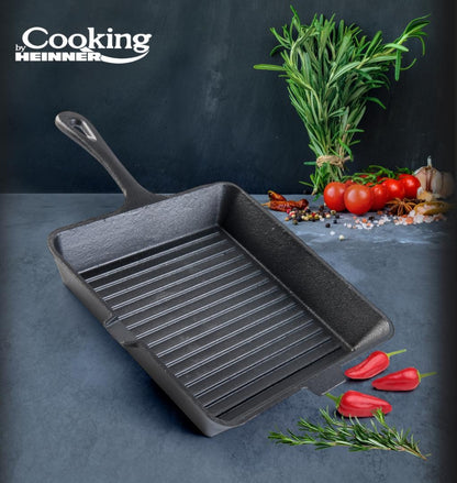 Tigaie grill fonta cu maner, 25x4.7cm, HEINNER, negru / DCN49298