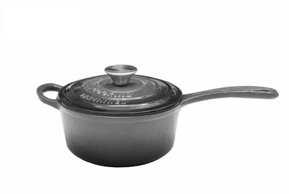 Cratita din fonta emailata cu coada si capac, 19x9cm, capacitate 1.8l Marble Gray / DCN58628