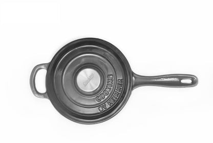 Cratita din fonta emailata cu coada si capac, 19x9cm, capacitate 1.8l Marble Gray / DCN58628